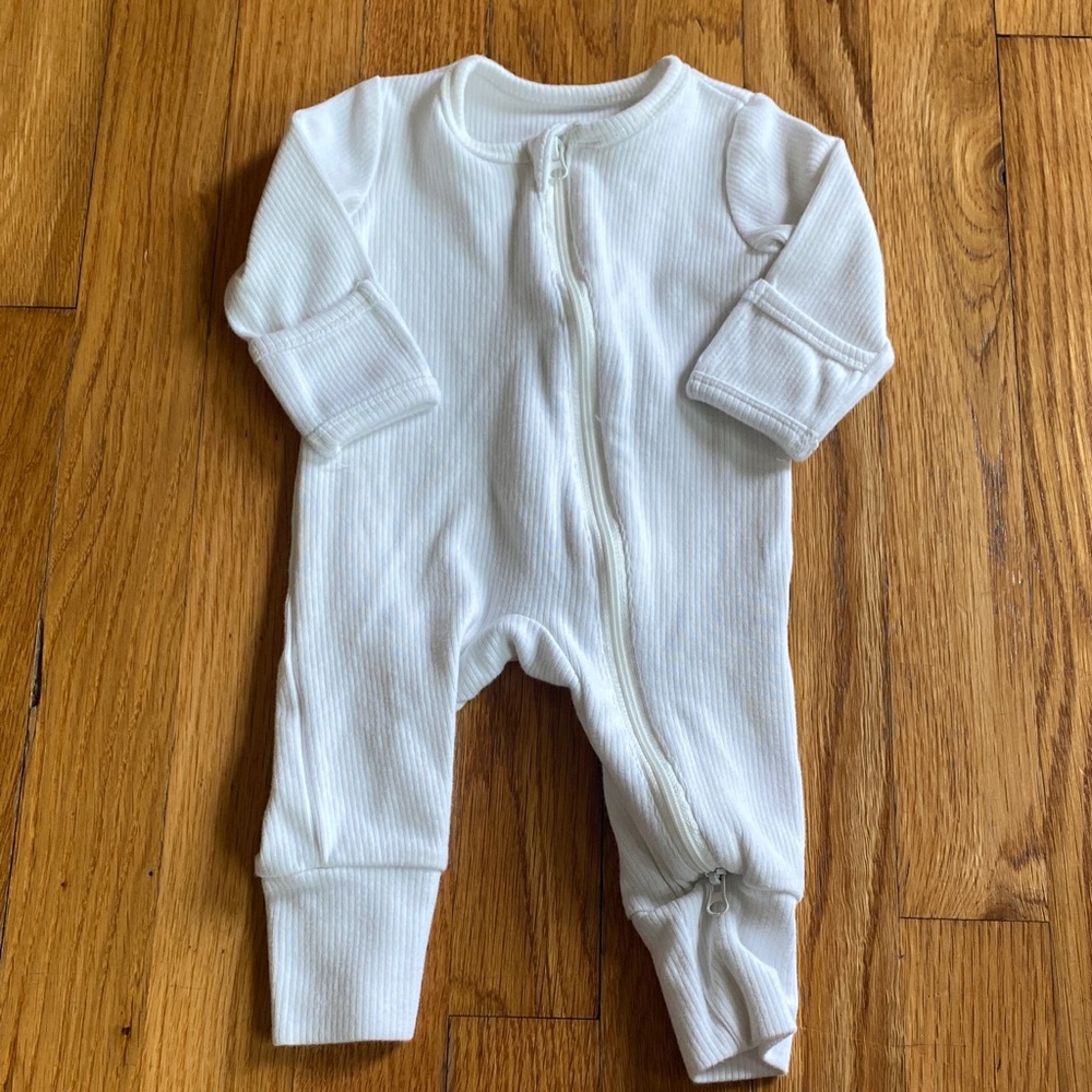 Little Bipsy White Ribbed Romper